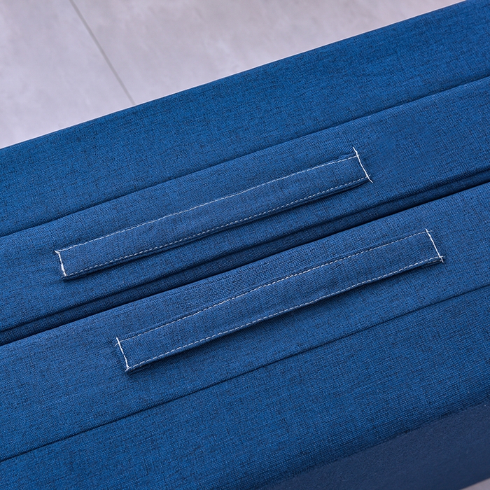 91家纺网 家纺一手货源 找家纺 小豚鼠 2025新款亚麻四折多功能四季床垫 墨青蓝