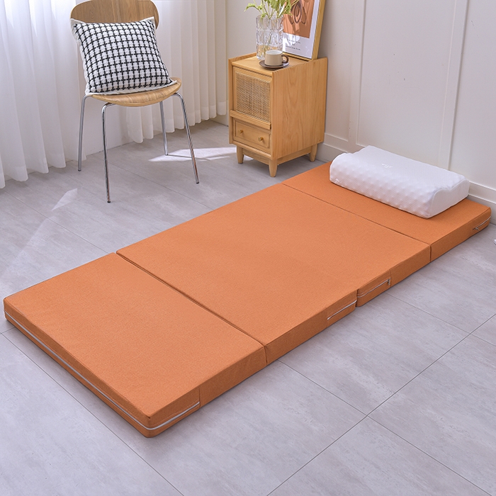 小豚鼠 2025新款亚麻四折多功能四季床垫 热带橙