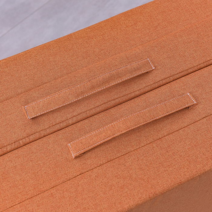 91家纺网 家纺一手货源 找家纺 小豚鼠 2025新款亚麻四折多功能四季床垫 热带橙