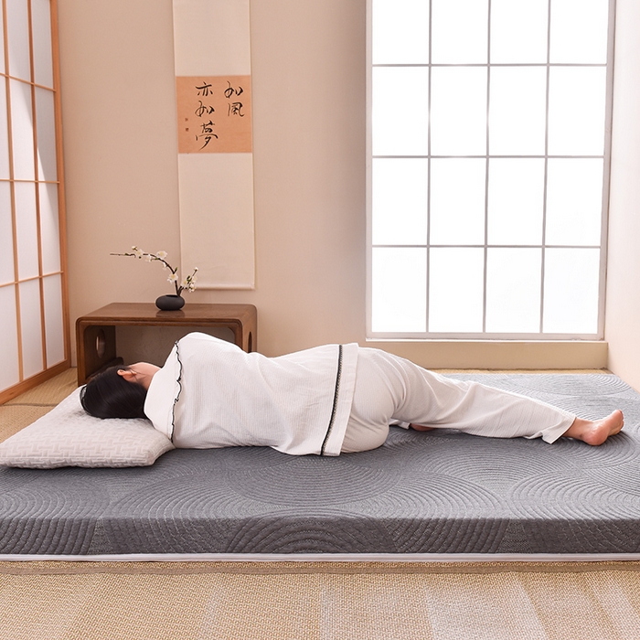 91家纺网 家纺一手货源 找家纺 小豚鼠 2025新款高弹记忆海绵垫现代日式床垫 纹理-灰