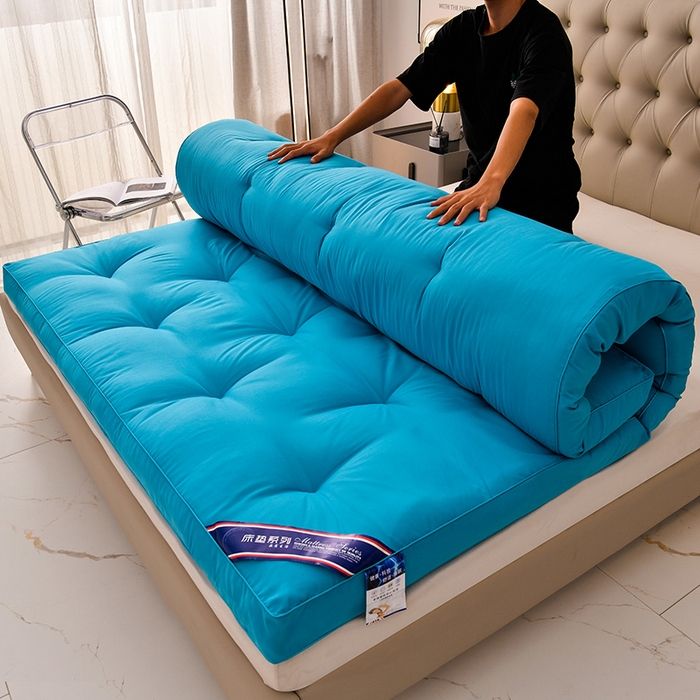 91家纺网 家纺一手货源 找家纺 小豚鼠 2025新款跨境日式床垫民宿加厚榻榻米床垫大豆纤维透气宿舍床褥垫酒店批发 蓝色