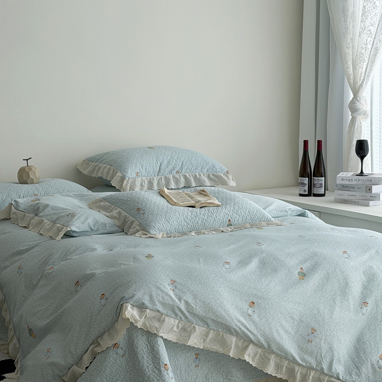 91家纺网 家纺一手货源 找家纺 佰织鑫家居 2025新款全棉法式砂洗棉花床盖款被套四件套 彼得兔