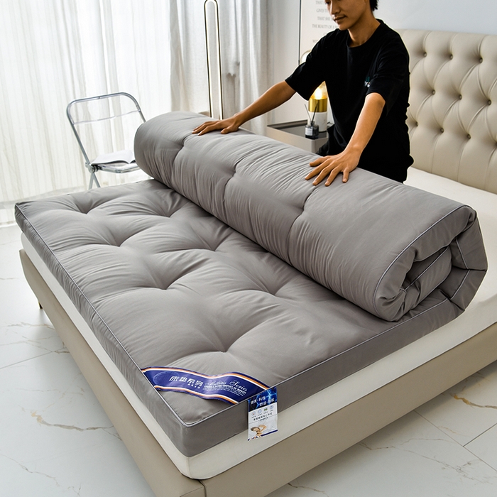 91家纺网 家纺一手货源 找家纺 小豚鼠 2025新款跨境日式床垫民宿加厚榻榻米床垫大豆纤维透气宿舍床褥垫酒店批发 灰色