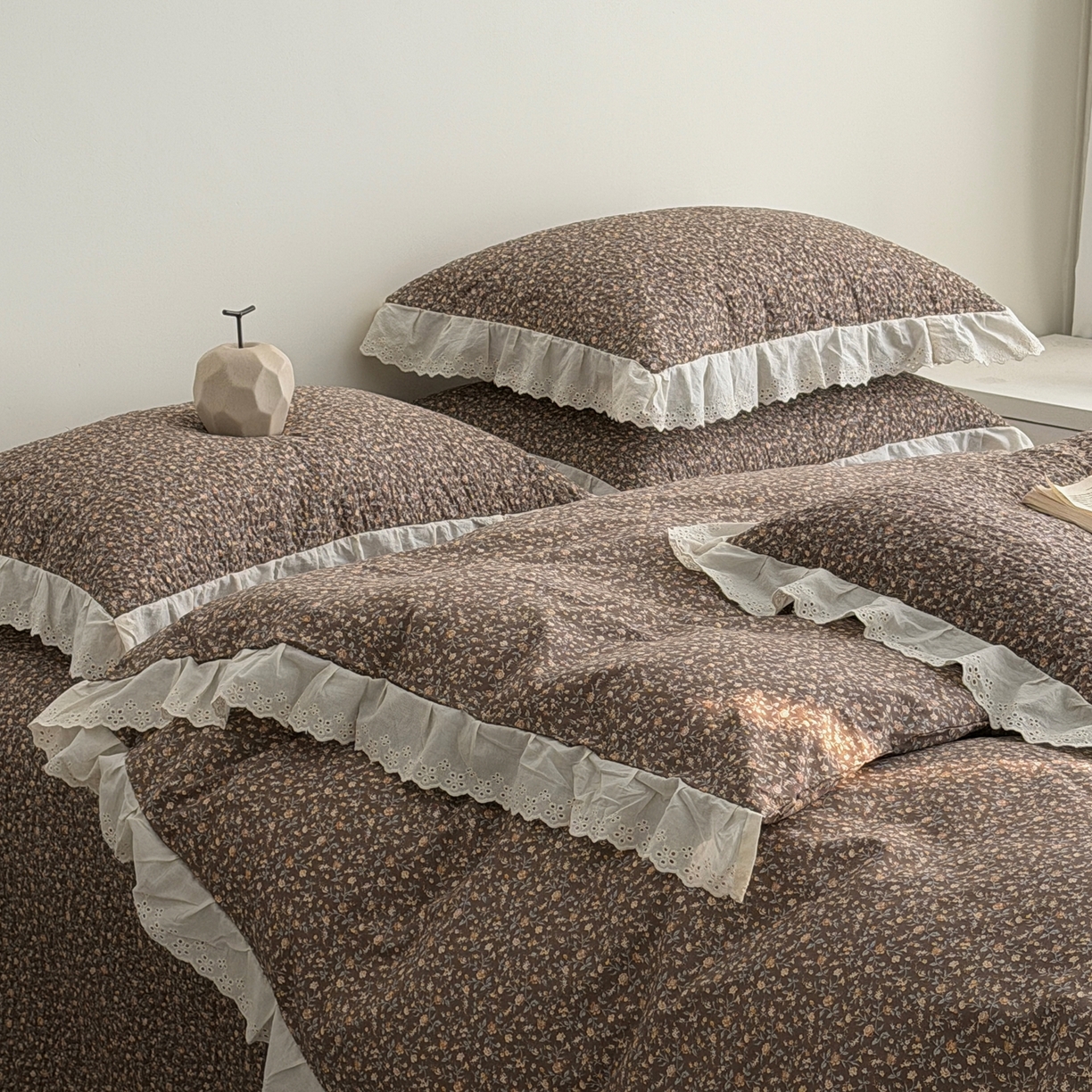 91家纺网 家纺一手货源 找家纺 佰织鑫家居 2025新款全棉法式砂洗棉花床盖款被套四件套 晚秋