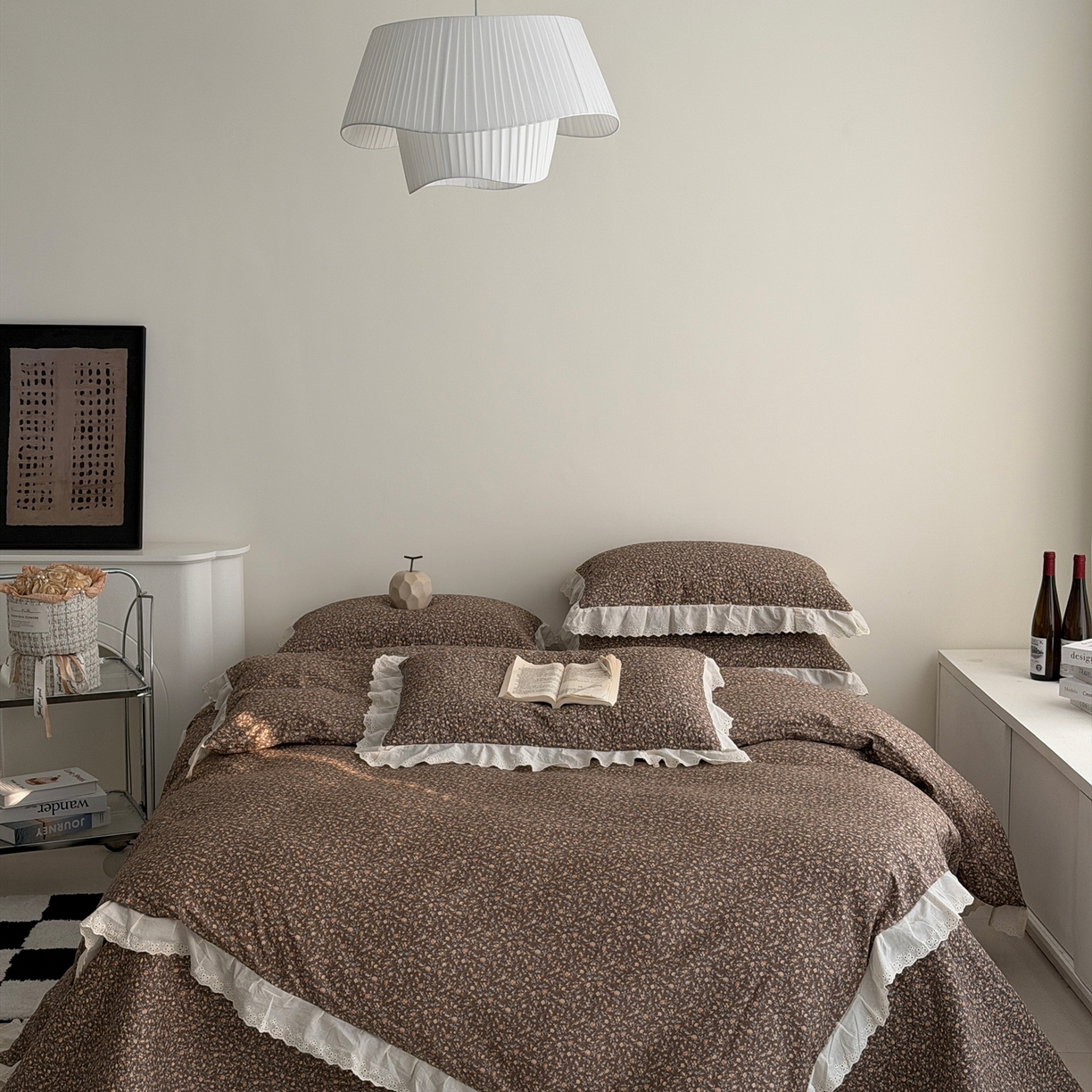 91家纺网 家纺一手货源 找家纺 佰织鑫家居 2025新款全棉法式砂洗棉花床盖款被套四件套 晚秋