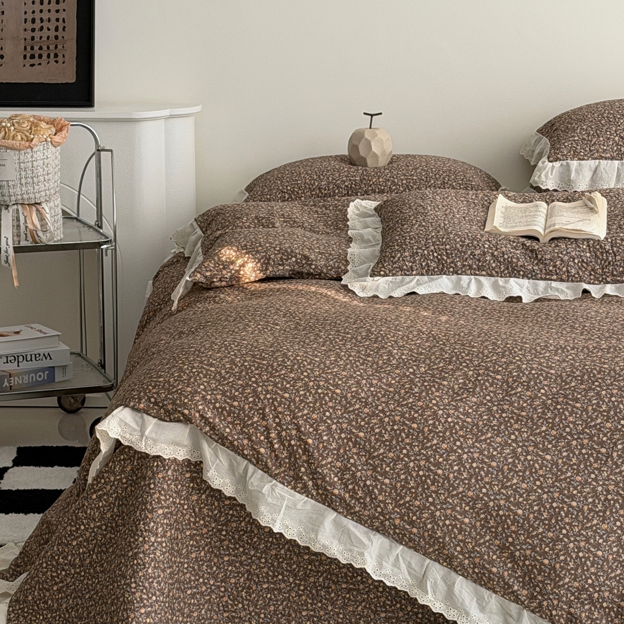 91家纺网 家纺一手货源 找家纺 佰织鑫家居 2025新款全棉法式砂洗棉花床盖款被套四件套 晚秋