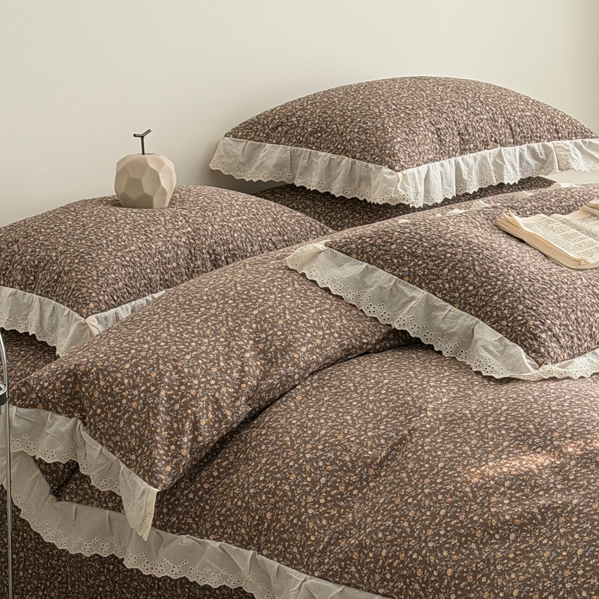 91家纺网 家纺一手货源 找家纺 佰织鑫家居 2025新款全棉法式砂洗棉花床盖款被套四件套 晚秋