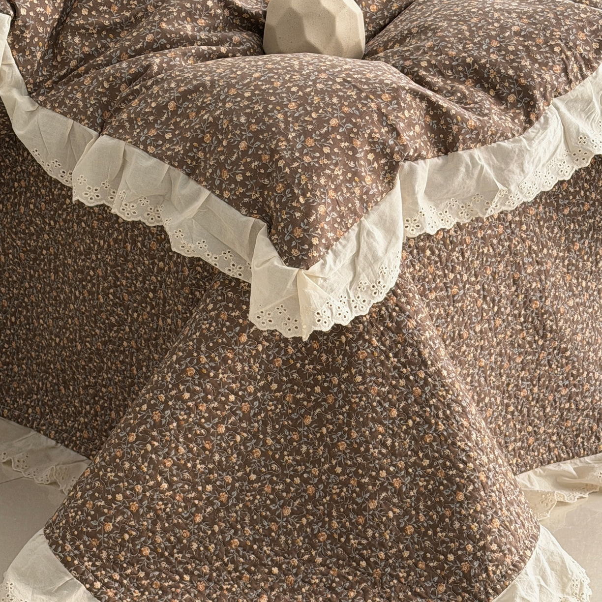 91家纺网 家纺一手货源 找家纺 佰织鑫家居 2025新款全棉法式砂洗棉花床盖款被套四件套 晚秋