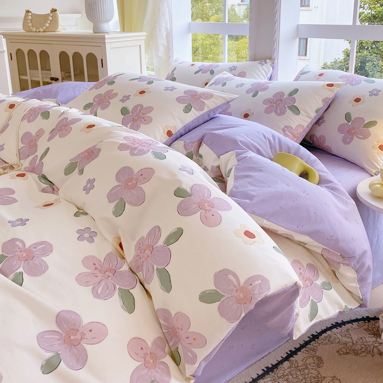 91家纺网 家纺一手货源 找家纺 （总）小懒猪 2026春夏新款全棉纯棉花卉款四件套