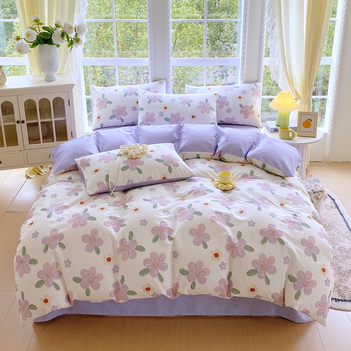 91家纺网 家纺一手货源 找家纺 （总）小懒猪 2026春夏新款全棉纯棉花卉款四件套