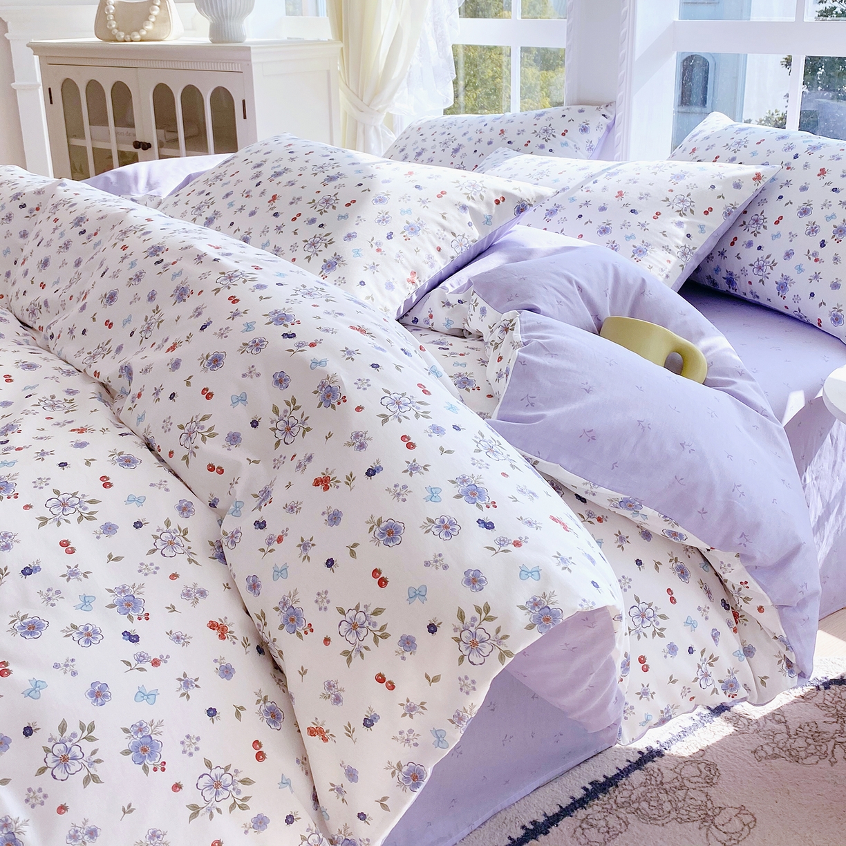 91家纺网 家纺一手货源 找家纺 （总）小懒猪 2026春夏新款全棉纯棉花卉款四件套