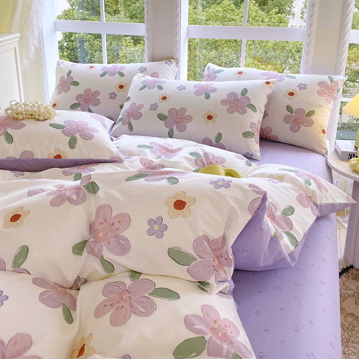 91家纺网 家纺一手货源 找家纺 （总）小懒猪 2026春夏新款全棉纯棉花卉款四件套