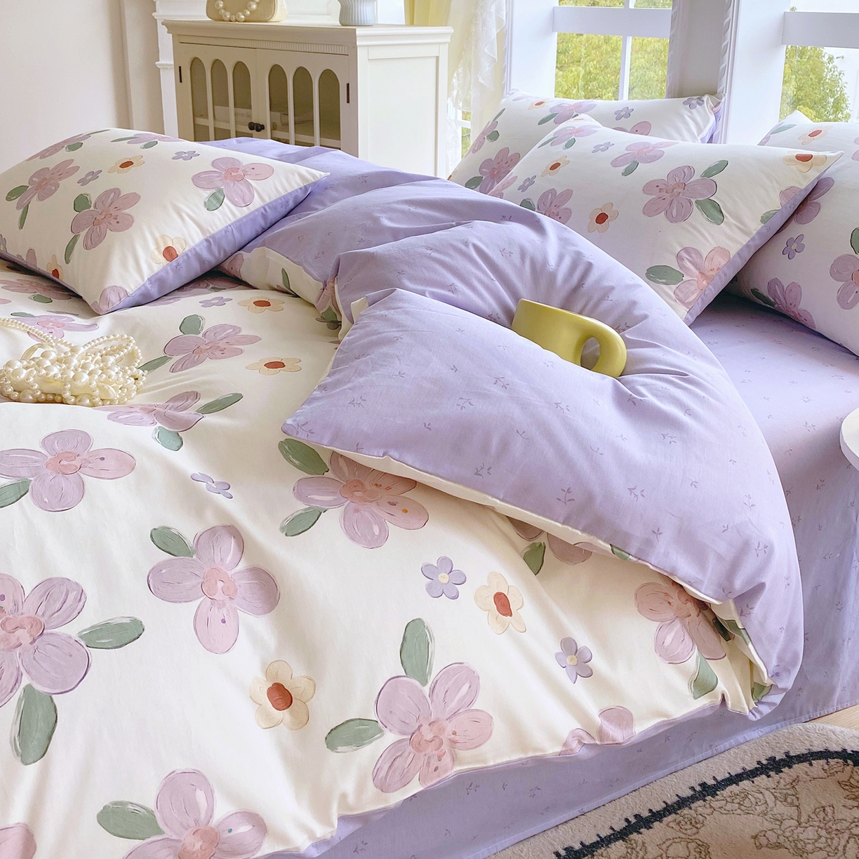 91家纺网 家纺一手货源 找家纺 （总）小懒猪 2026春夏新款全棉纯棉花卉款四件套