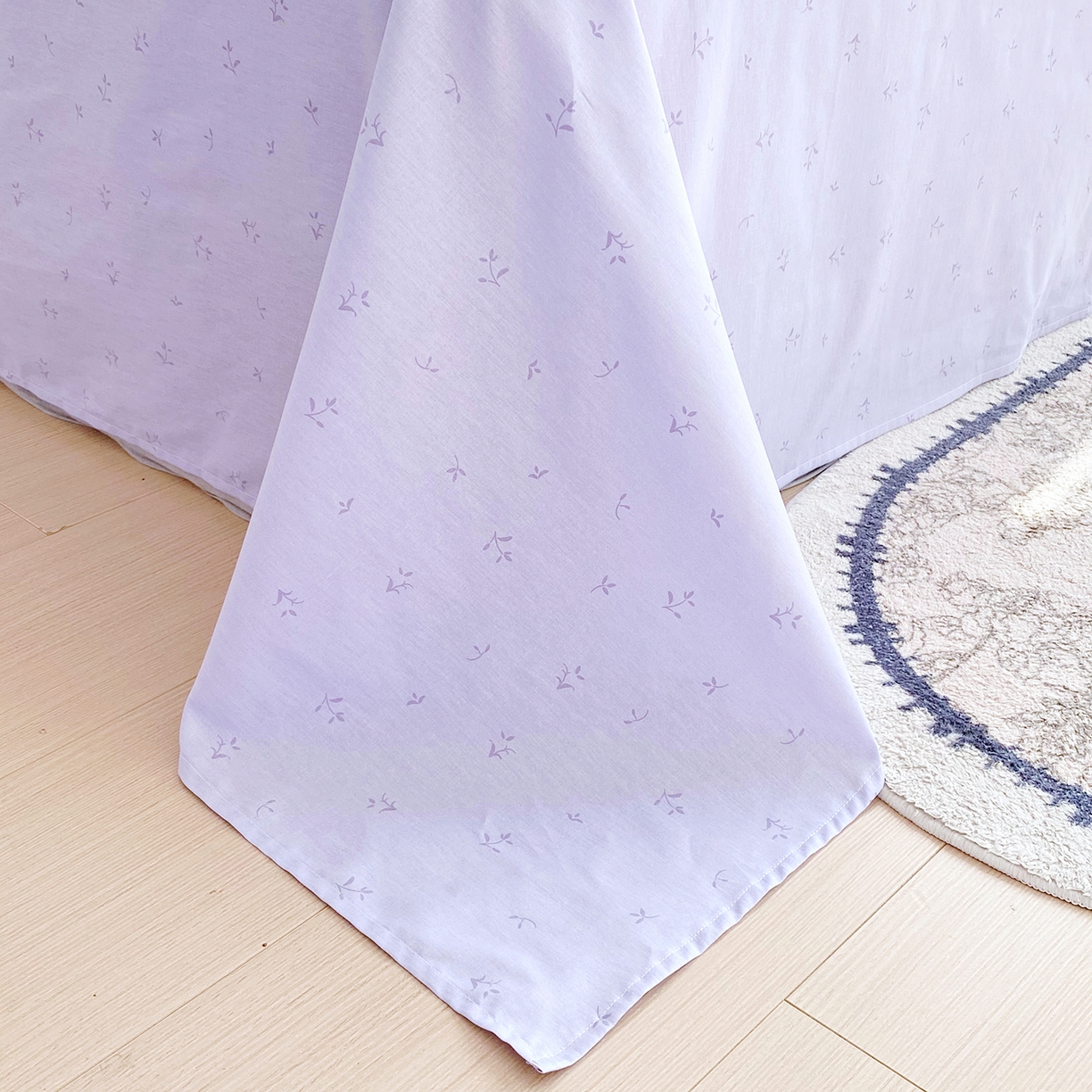 91家纺网 家纺一手货源 找家纺 小懒猪 2026春夏新款全棉纯棉花卉款四件套 雾蓝花簇