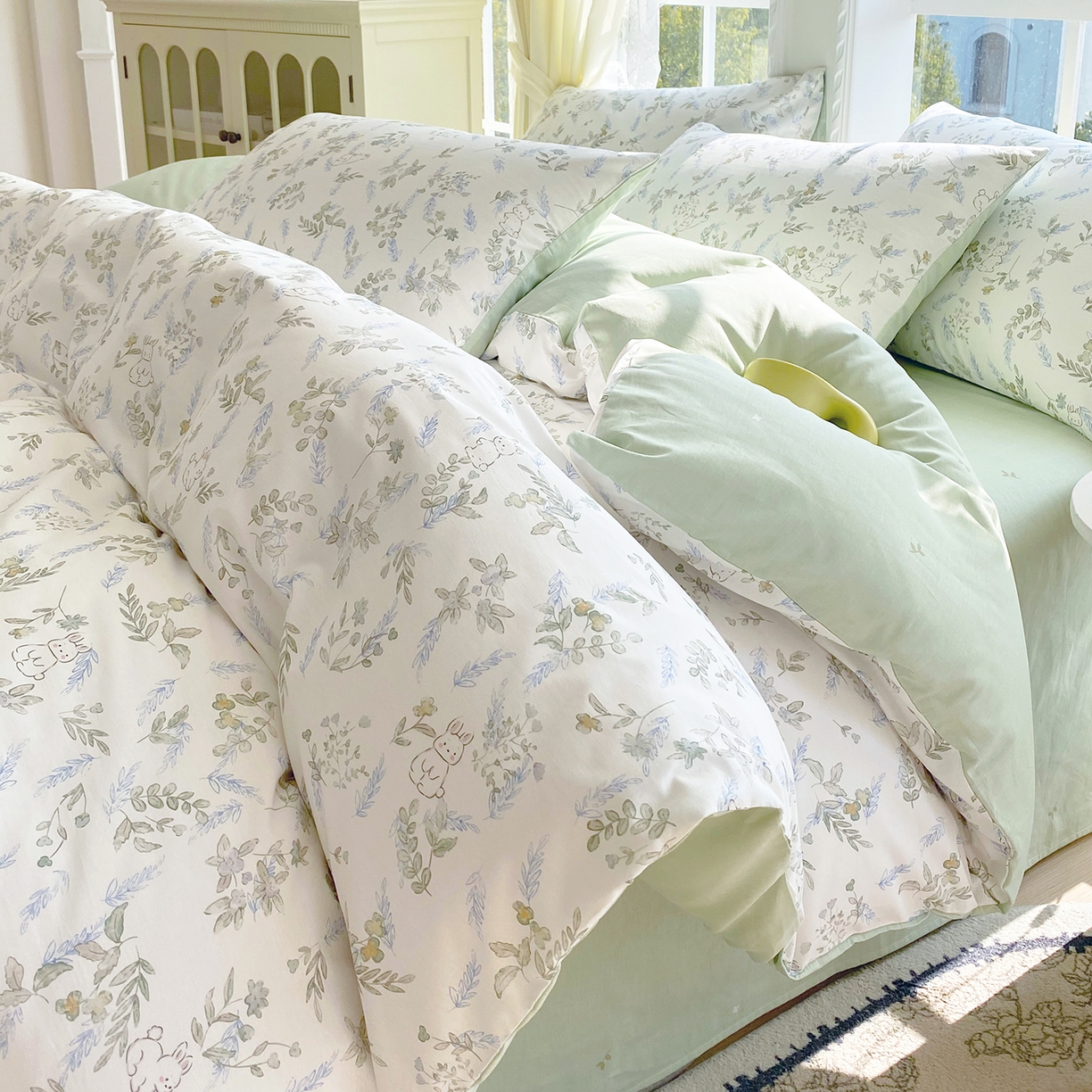 小懒猪 2026春夏新款全棉纯棉花卉款四件套 森屹兔眠