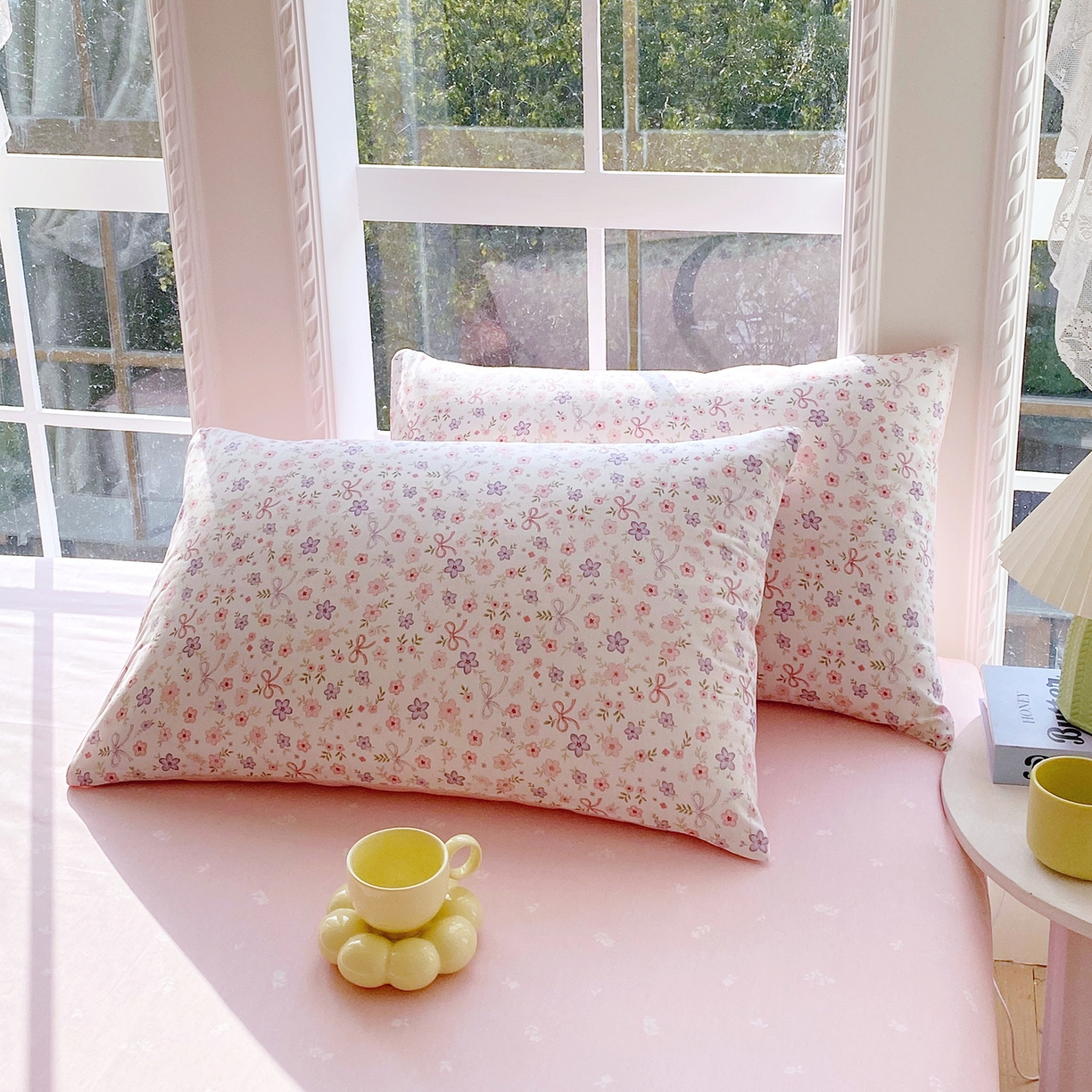 91家纺网 家纺一手货源 找家纺 小懒猪 2026春夏新款全棉纯棉花卉款四件套 紫粉花漾