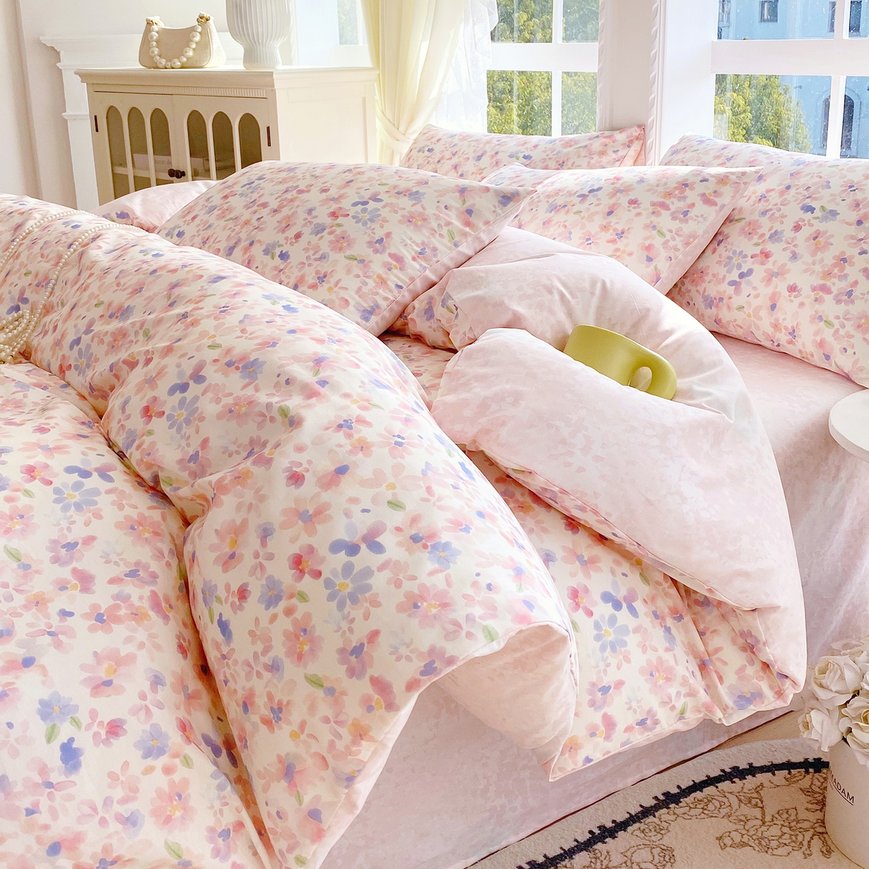 小懒猪 2026春夏新款全棉纯棉花卉款四件套 漫彩花韵