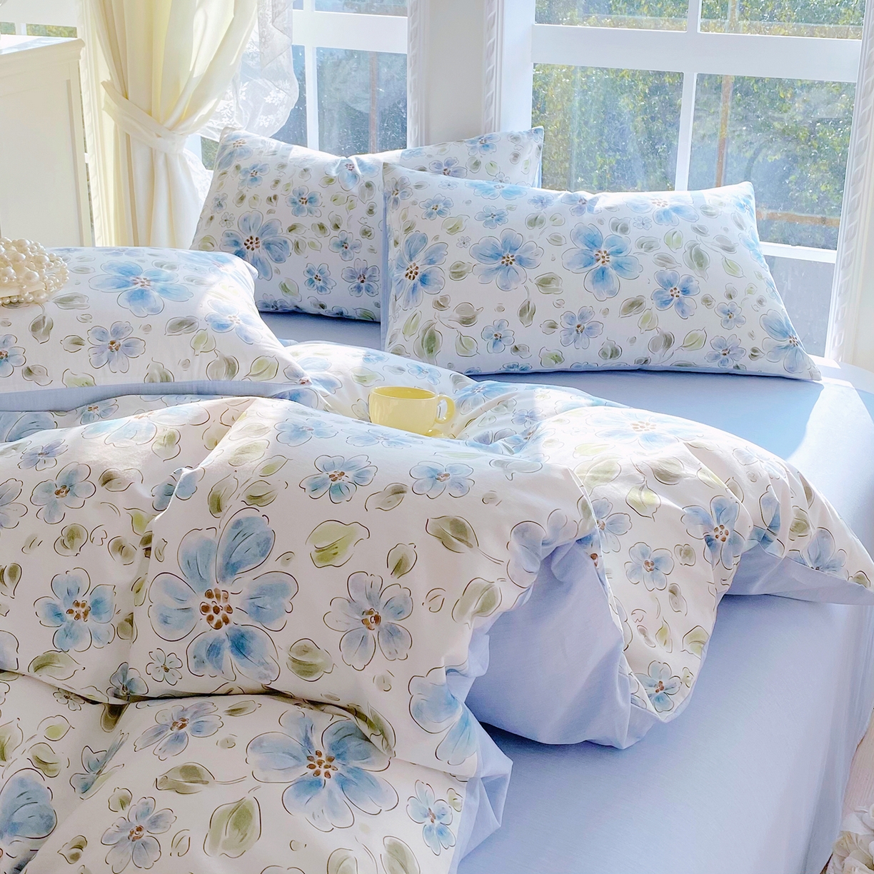 91家纺网 家纺一手货源 找家纺 小懒猪 2026春夏新款全棉纯棉花卉款四件套 柳色衫林