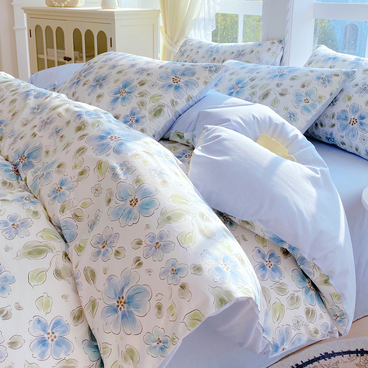 小懒猪 2026春夏新款全棉纯棉花卉款四件套 柳色衫林