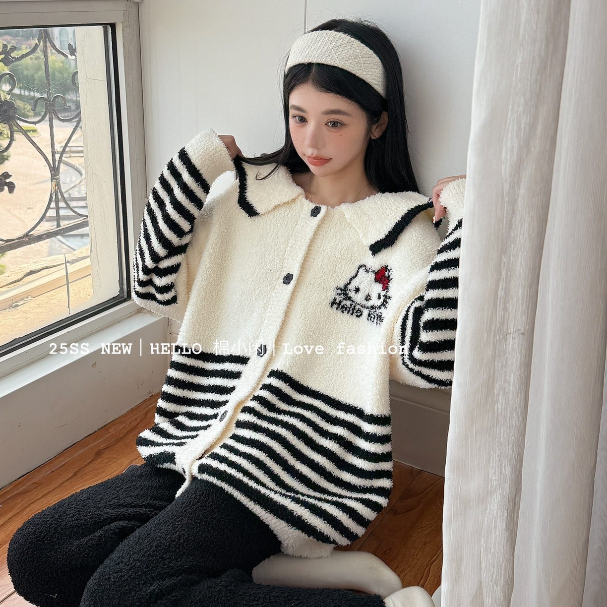 91家纺网 家纺一手货源 找家纺 （总）妍景家居生活馆 2026新款软绵绵条纹KT款家居服睡衣套装