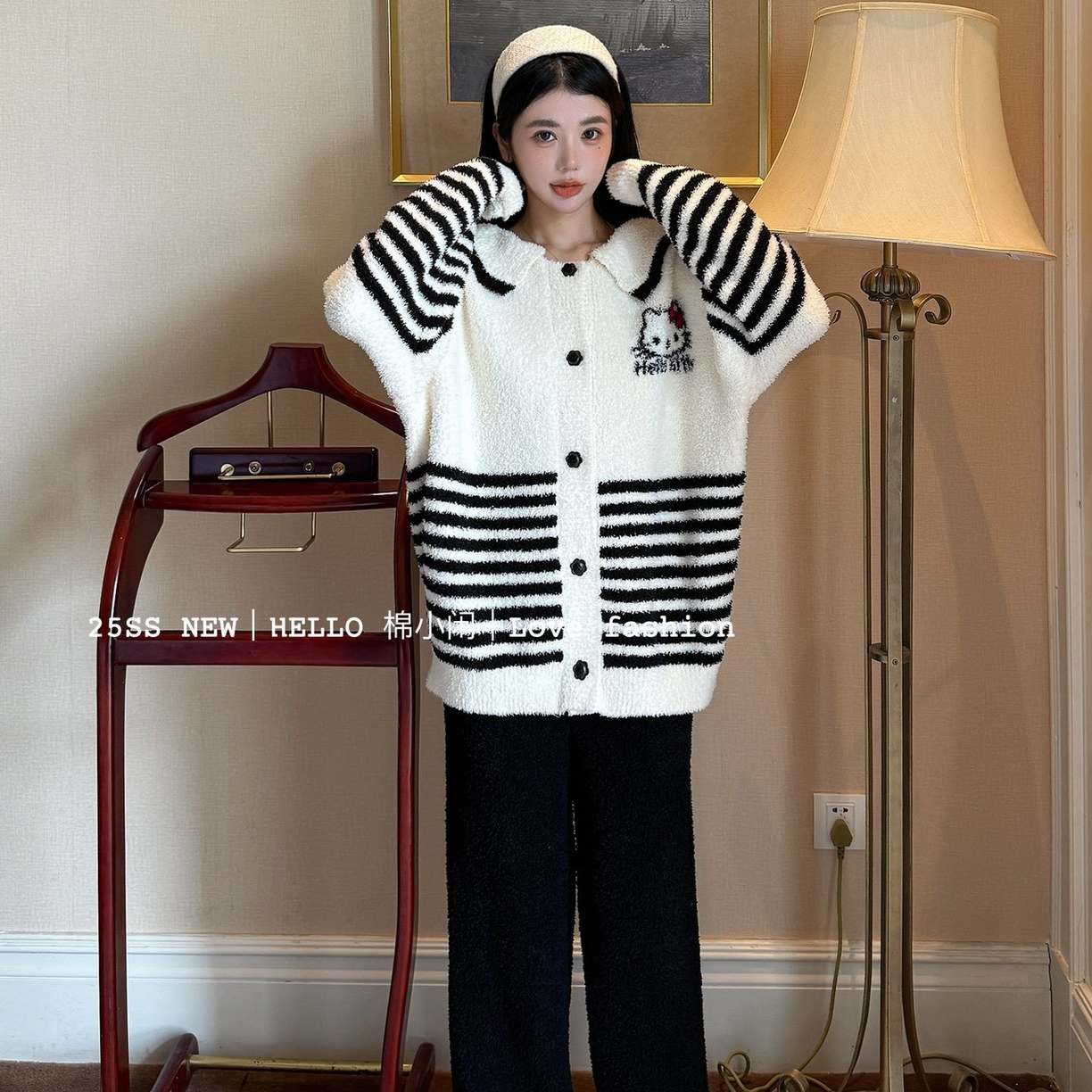 91家纺网 家纺一手货源 找家纺 （总）妍景家居生活馆 2026新款软绵绵条纹KT款家居服睡衣套装