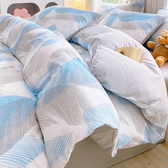 小懒猪 2026新款全棉印花北欧风系列四件套（提供买家秀） 蓝絮银织