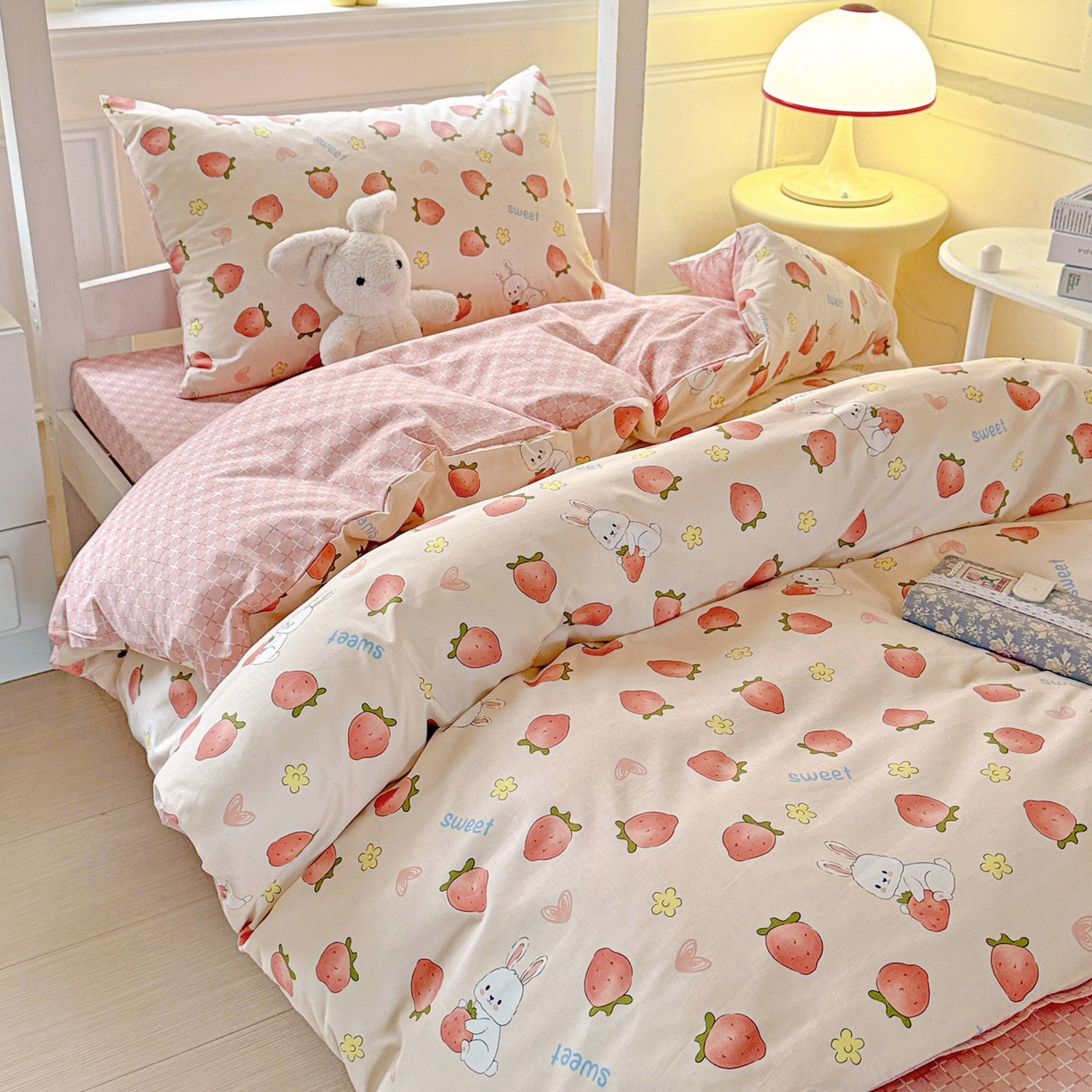 91家纺网 家纺一手货源 找家纺 （总）小豚鼠 2025纯棉13372学生三件套全棉宿舍六件套(收纳袋）（顺丰代发）