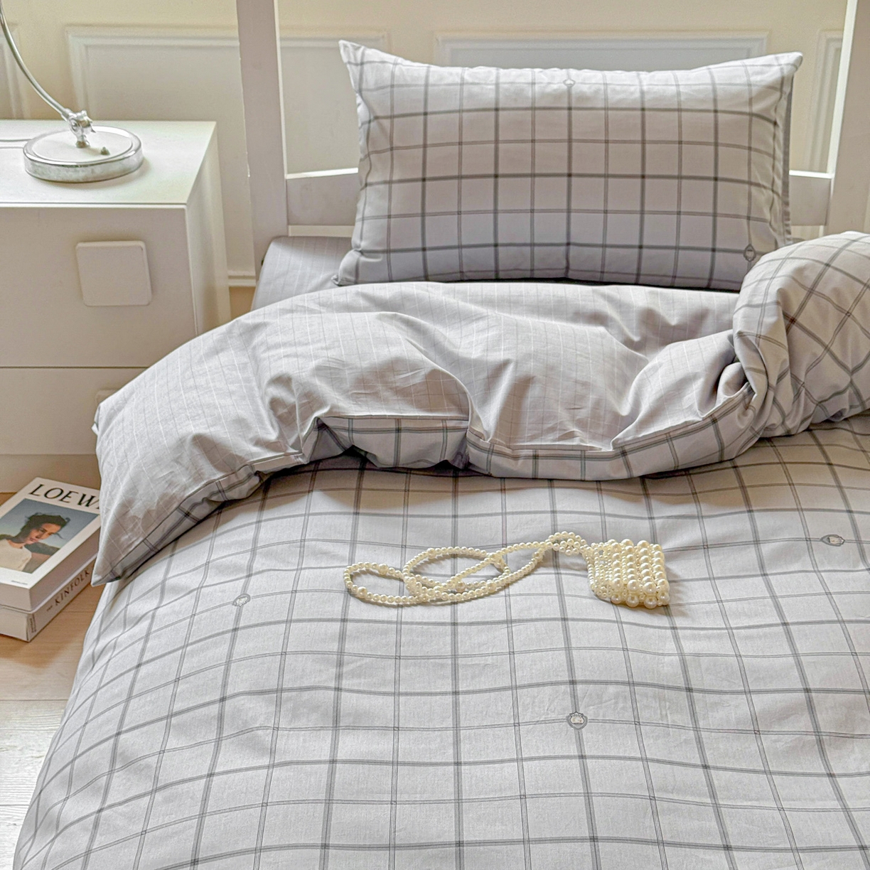 91家纺网 家纺一手货源 找家纺 小豚鼠 2025纯棉13372学生三件套全棉宿舍六件套(收纳袋）（顺丰代发） 马德里-灰