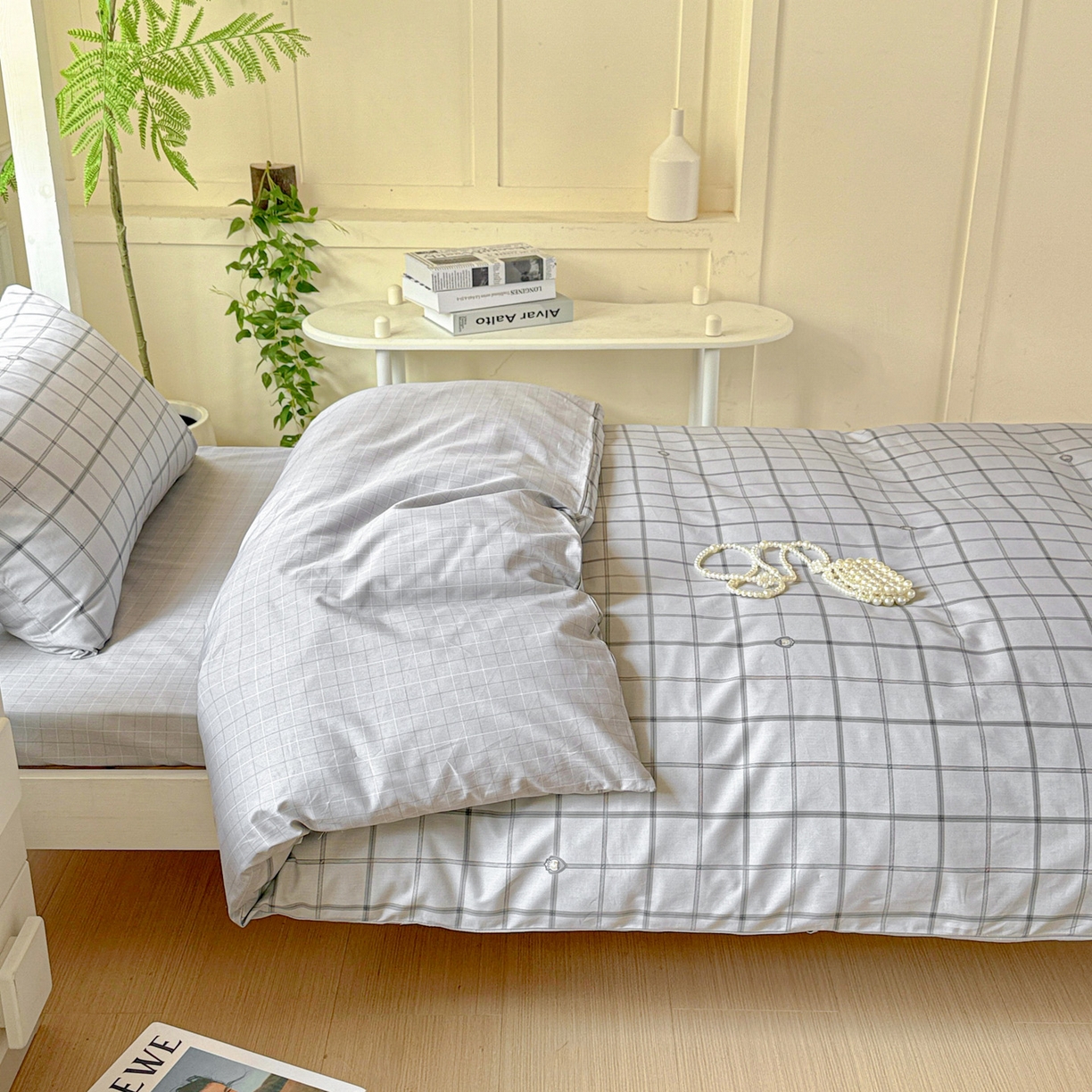 91家纺网 家纺一手货源 找家纺 小豚鼠 2025纯棉13372学生三件套全棉宿舍六件套(收纳袋）（顺丰代发） 马德里-灰