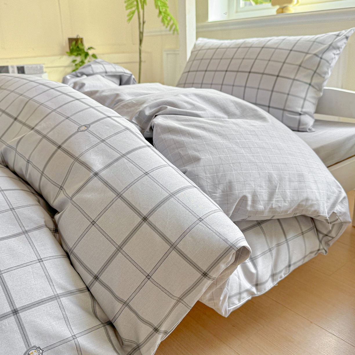 91家纺网 家纺一手货源 找家纺 小豚鼠 2025纯棉13372学生三件套全棉宿舍六件套(收纳袋）（顺丰代发） 马德里-灰