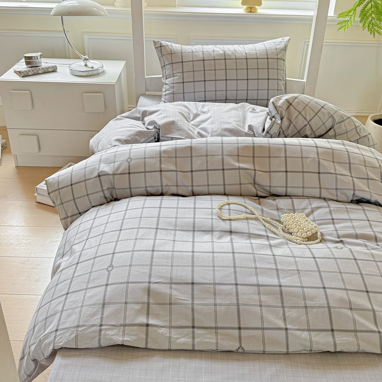 91家纺网 家纺一手货源 找家纺 小豚鼠 2025纯棉13372学生三件套全棉宿舍六件套(收纳袋）（顺丰代发） 马德里-灰