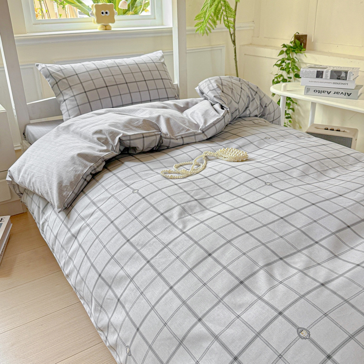 91家纺网 家纺一手货源 找家纺 小豚鼠 2025纯棉13372学生三件套全棉宿舍六件套(收纳袋）（顺丰代发） 马德里-灰