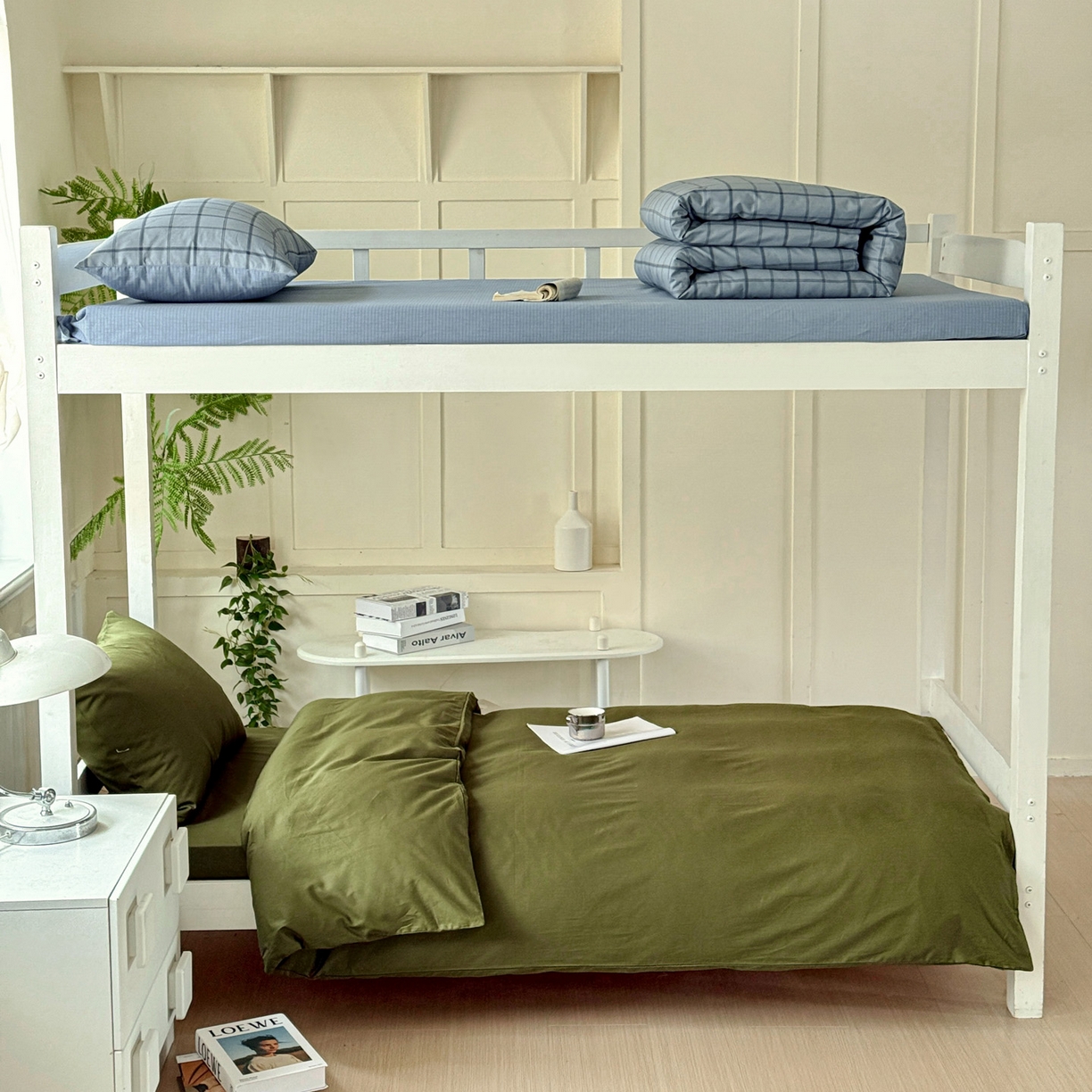 小豚鼠 2025纯棉13372学生三件套全棉宿舍六件套(收纳袋）（顺丰代发） 军训绿