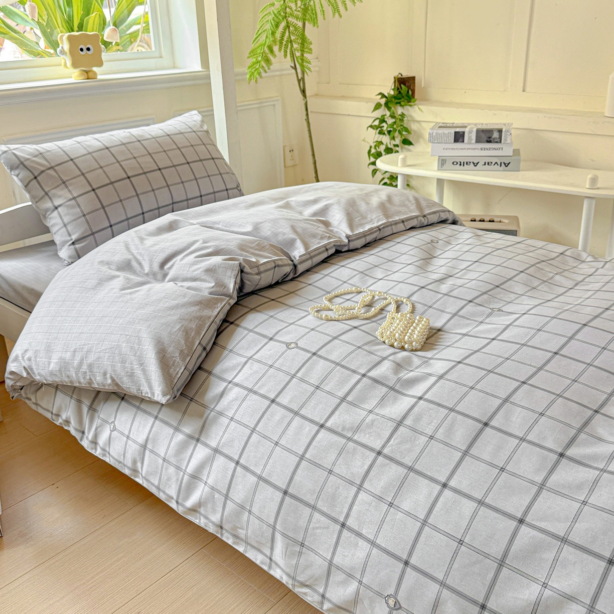 91家纺网 家纺一手货源 找家纺 小豚鼠 2025纯棉13372学生三件套全棉宿舍六件套(收纳袋）（顺丰代发） 马德里-灰