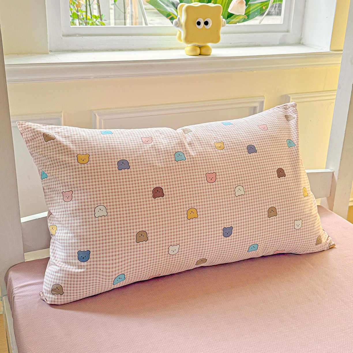 91家纺网 家纺一手货源 找家纺 小豚鼠 2025纯棉13372学生三件套全棉宿舍六件套(收纳袋）（顺丰代发） 熊豆豆-粉