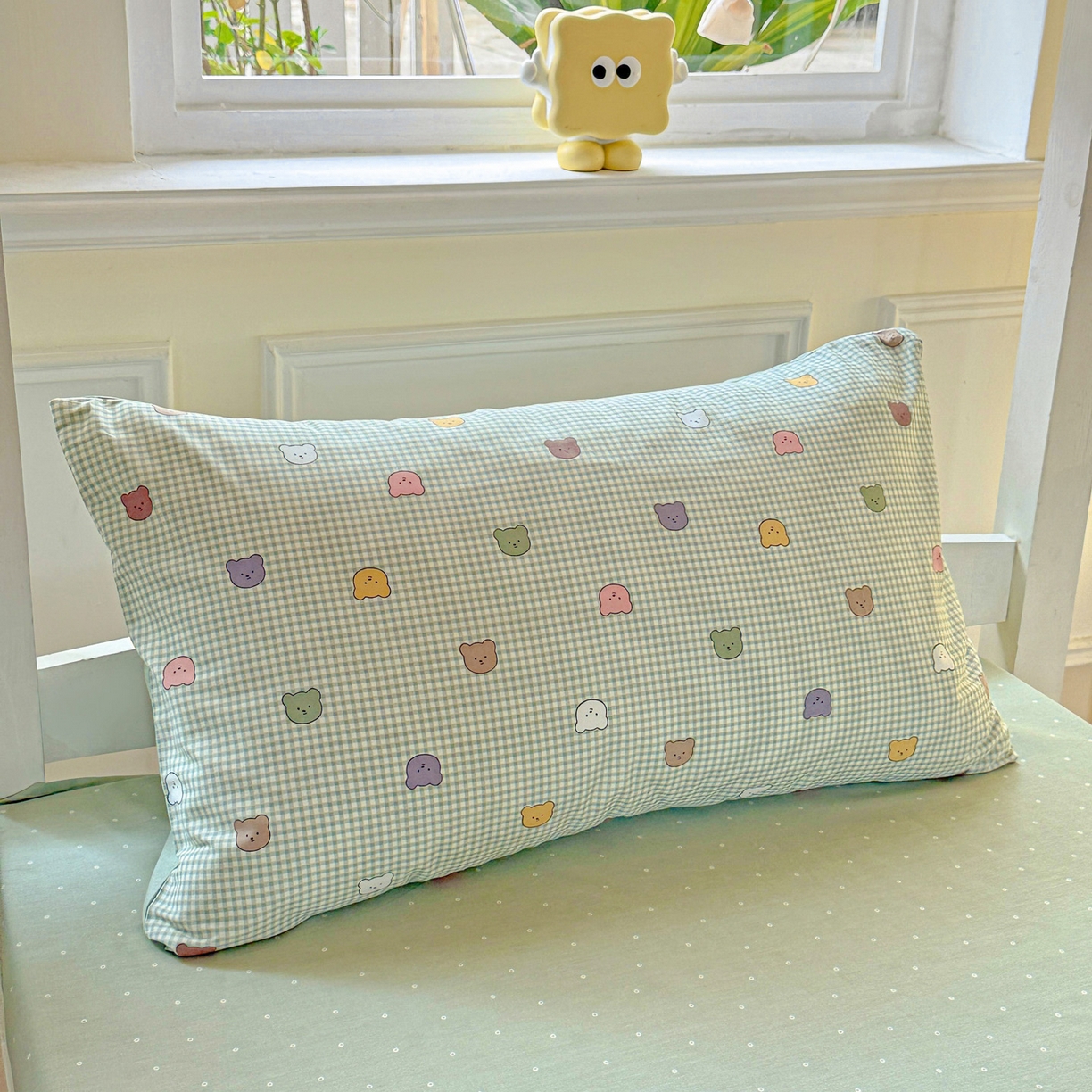 91家纺网 家纺一手货源 找家纺 小豚鼠 2025纯棉13372学生三件套全棉宿舍六件套(收纳袋）（顺丰代发） 熊豆豆-绿