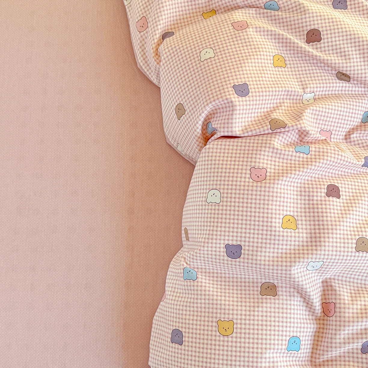 91家纺网 家纺一手货源 找家纺 小豚鼠 2025纯棉13372学生三件套全棉宿舍六件套(收纳袋）（顺丰代发） 熊豆豆-粉