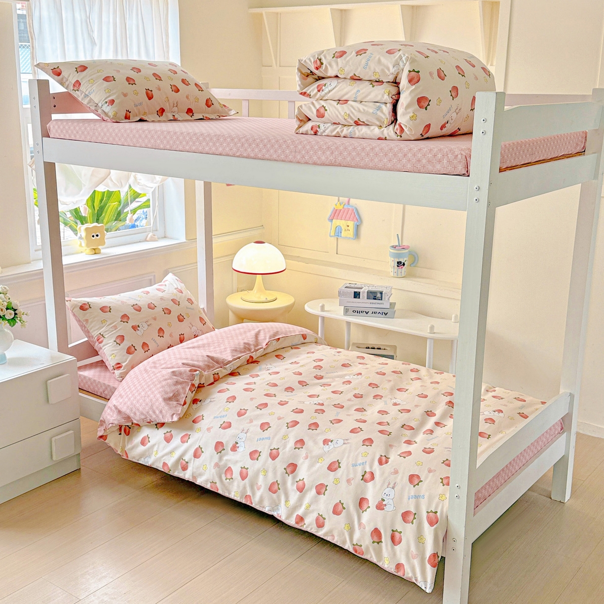 91家纺网 家纺一手货源 找家纺 （总）小豚鼠 2025纯棉13372学生三件套全棉宿舍六件套(收纳袋）（顺丰代发）