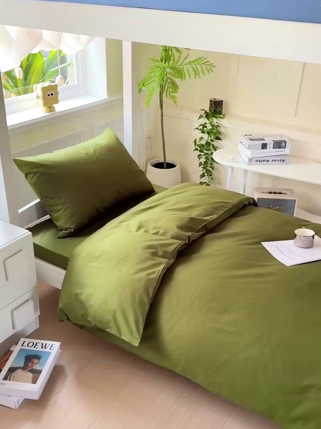 91家纺网 家纺一手货源 找家纺 小豚鼠 2025纯棉13372学生三件套全棉宿舍六件套(收纳袋）（顺丰代发） 军训绿