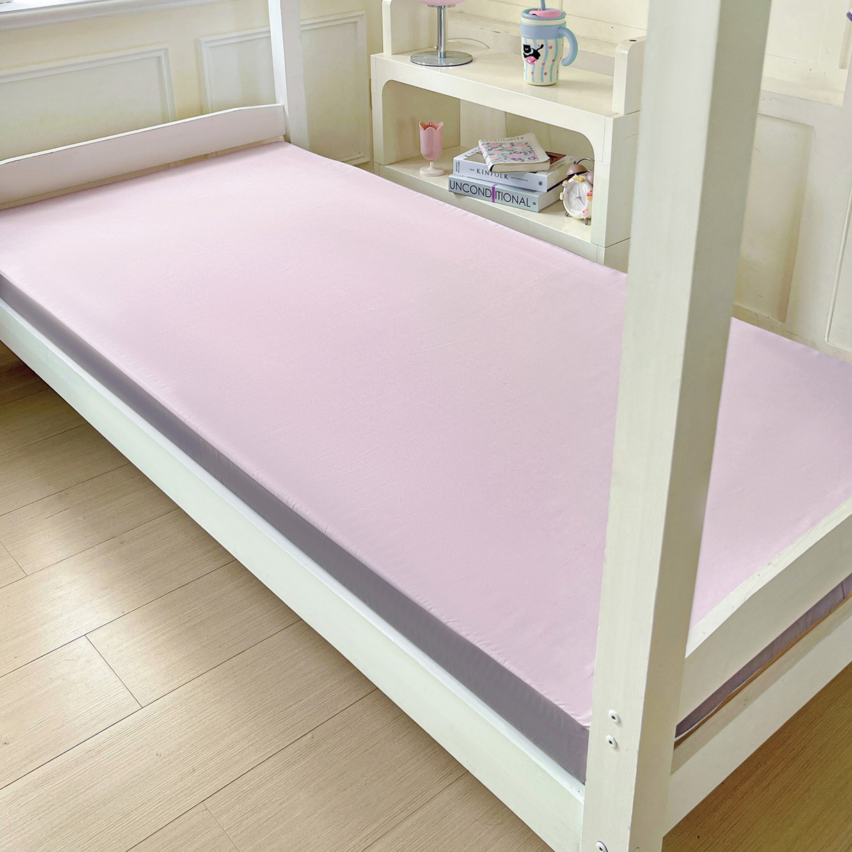 91家纺网 家纺一手货源 找家纺 小豚鼠 2025新款学生季蛋壳压花床垫记忆棉床垫学生宿舍软垫海绵垫子 藕灰粉