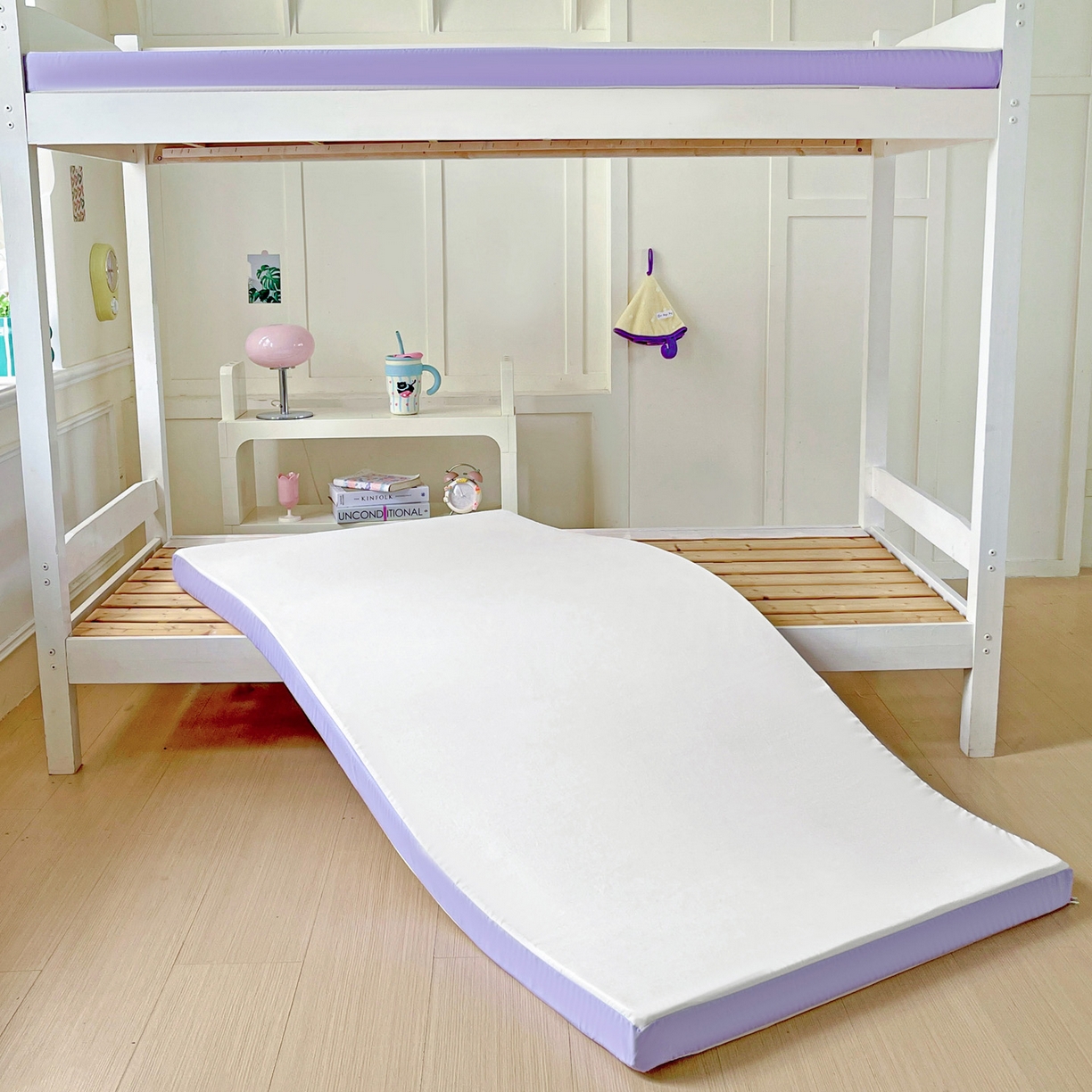 91家纺网 家纺一手货源 找家纺 小豚鼠 2025新款学生季蛋壳压花床垫记忆棉床垫学生宿舍软垫海绵垫子 清新紫