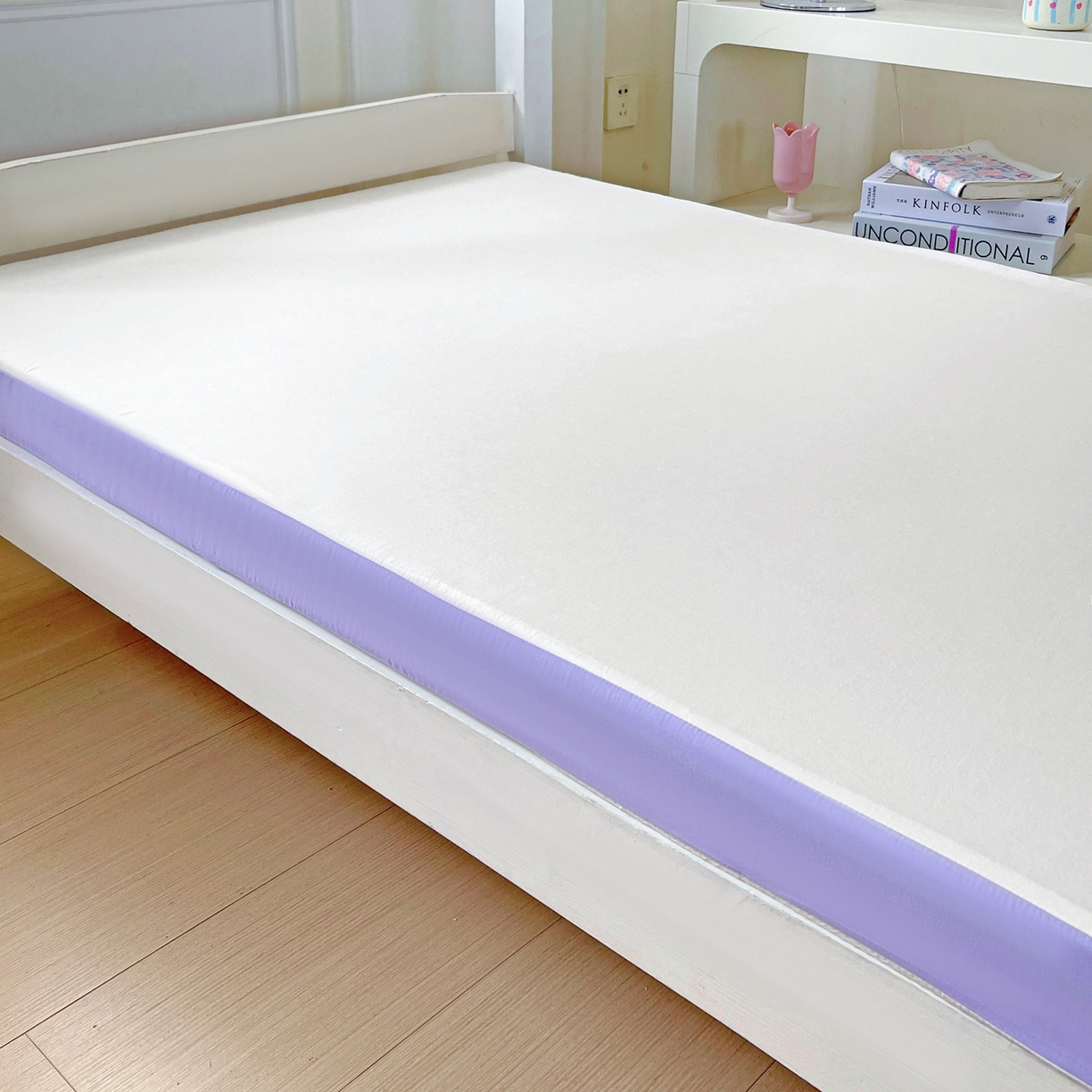 91家纺网 家纺一手货源 找家纺 小豚鼠 2025新款学生季蛋壳压花床垫记忆棉床垫学生宿舍软垫海绵垫子 清新紫