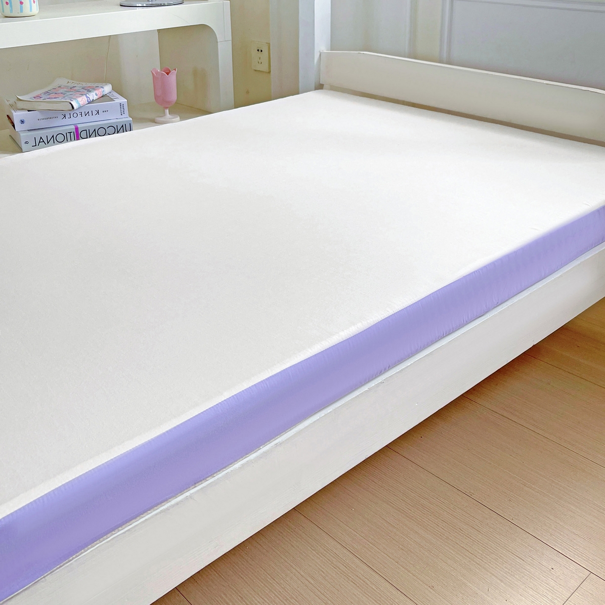 91家纺网 家纺一手货源 找家纺 小豚鼠 2025新款学生季蛋壳压花床垫记忆棉床垫学生宿舍软垫海绵垫子 清新紫