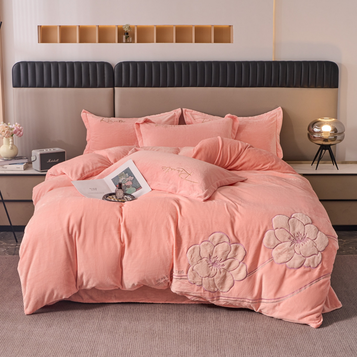 91家纺网 家纺一手货源 找家纺 （总）卡诗兰 2026新款保暖牛奶绒四件套-花影