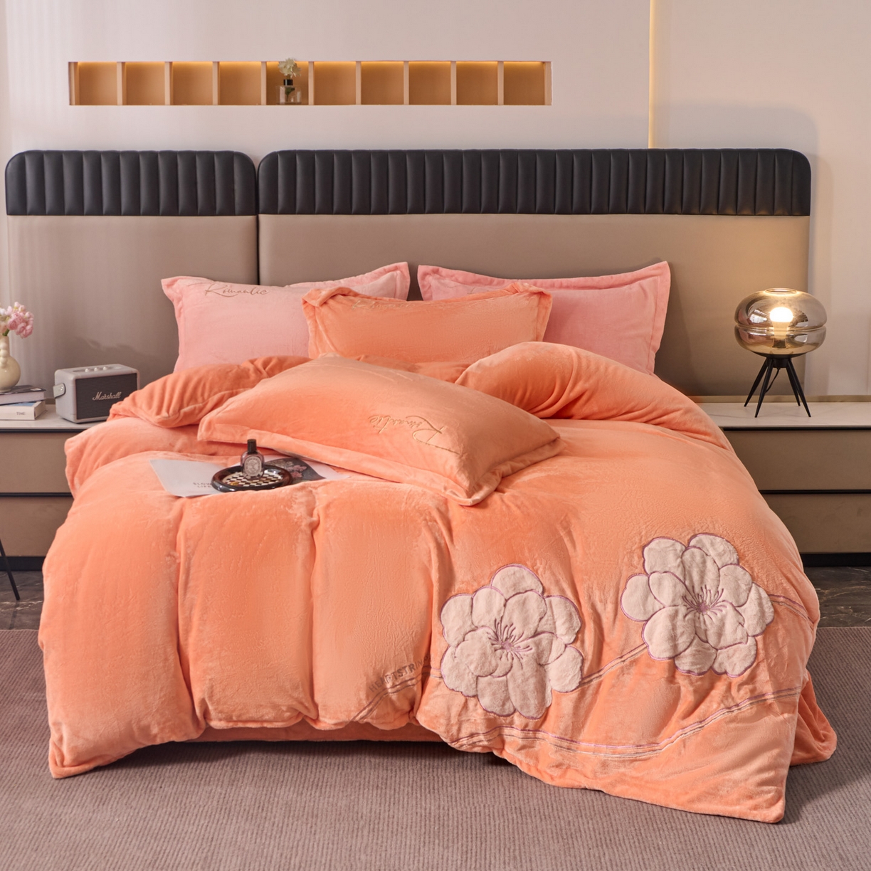 卡诗兰 2026新款保暖牛奶绒四件套-花影 花影-暖玉