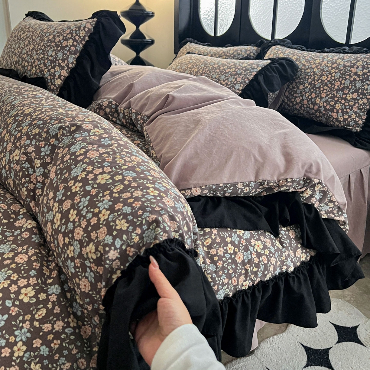 91家纺网 家纺一手货源 找家纺 （总）富米莱（原臻工厂） 2026新款法式赫本风大花边A类古法仿棉云感纱床盖床裙四件套