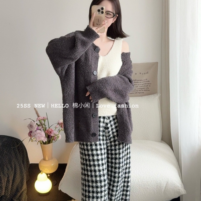 91家纺网 家纺一手货源 找家纺 （总）妍景家居生活馆 2026新款软绵绵格格家居服睡衣三件套