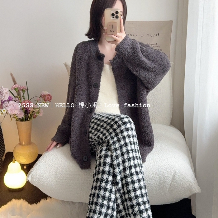 91家纺网 家纺一手货源 找家纺 （总）妍景家居生活馆 2026新款软绵绵格格家居服睡衣三件套