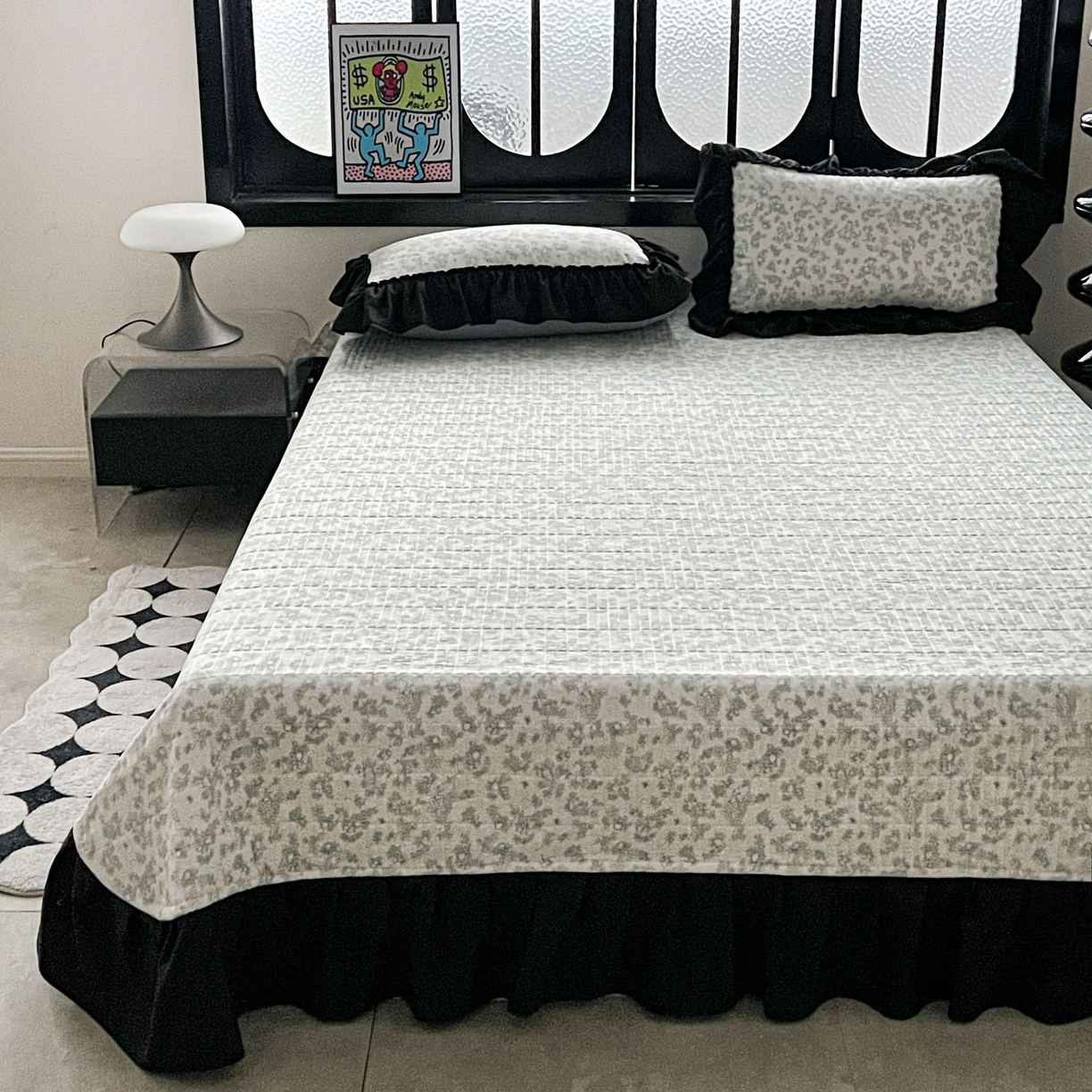 91家纺网 家纺一手货源 找家纺 富米莱（原臻工厂） 2026新款法式赫本风大花边A类古法仿棉云感纱床盖床裙四件套 兰絮语