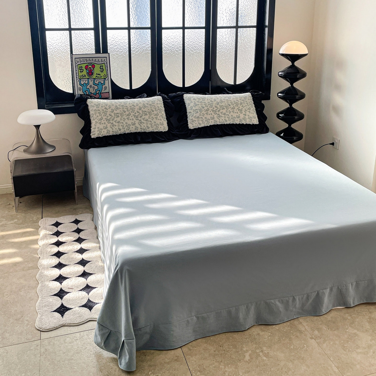 91家纺网 家纺一手货源 找家纺 富米莱（原臻工厂） 2026新款法式赫本风大花边A类古法仿棉云感纱床盖床裙四件套 兰絮语